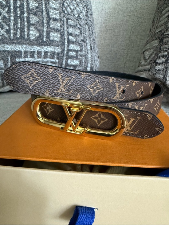 Louis Vuitton Accessories - Louis Vuitton Monogram Belt with Gold LV Buckle - Brown